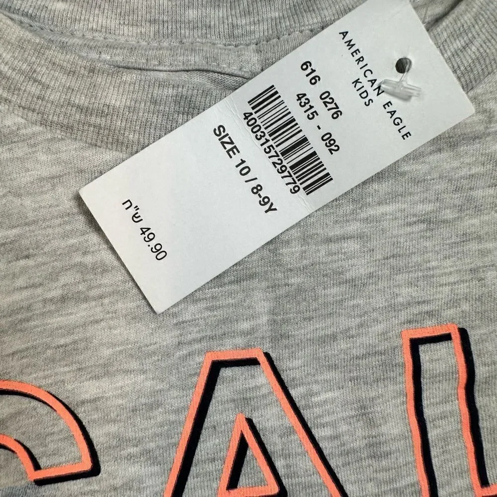 NWT American Eagle Unisex Gray Short Sleeve Graphic Tee Shirt Cali - Size 8
